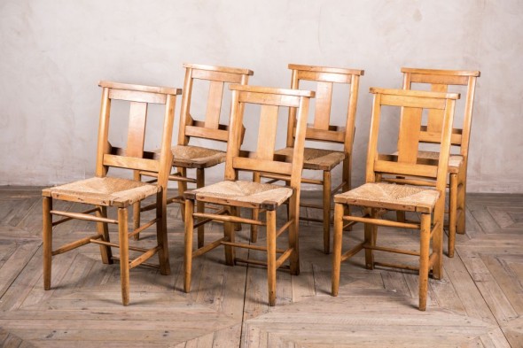 Vintage Rush Seat Chapel Chairs